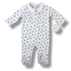 Edgehill Collection Train Print Cotton Footed Romper Baby Boy Sz 24 Months